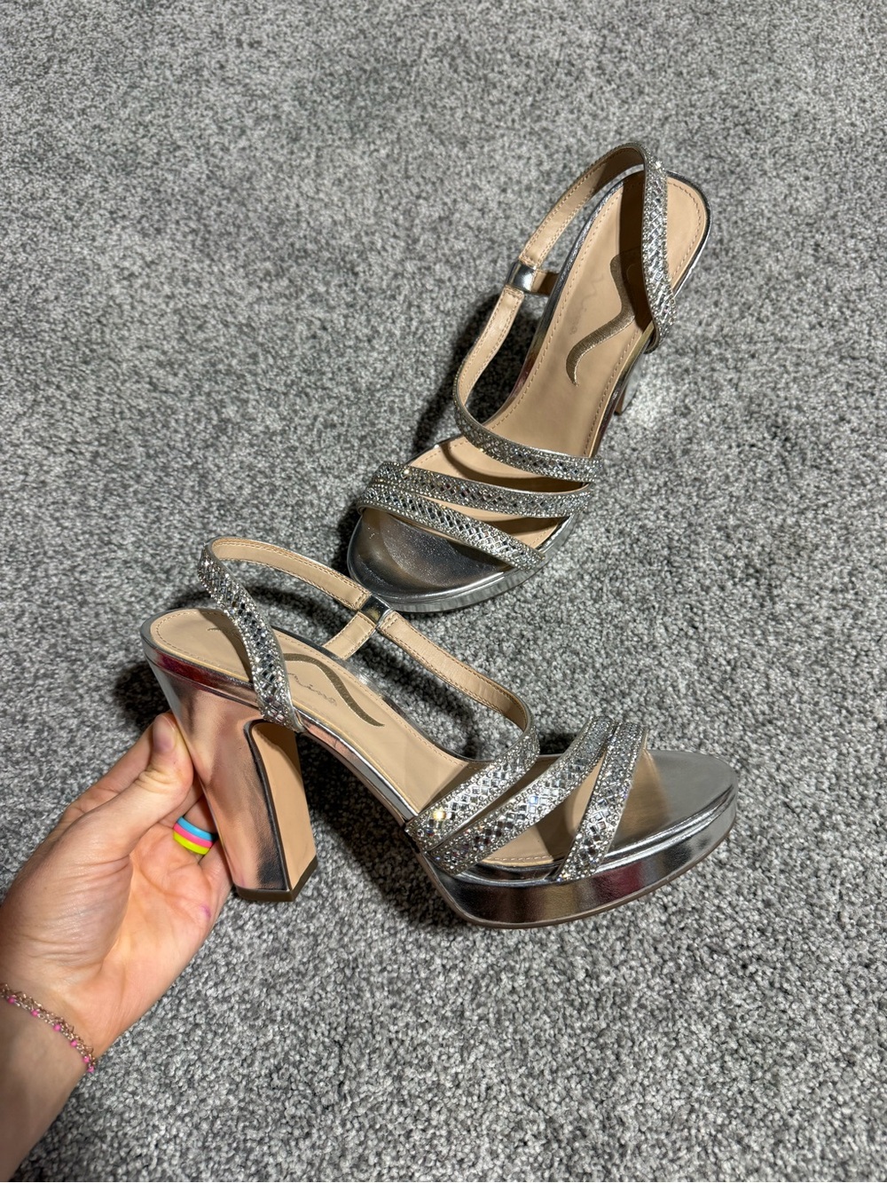 Women’s Silver Sparkly Heels -Size 9